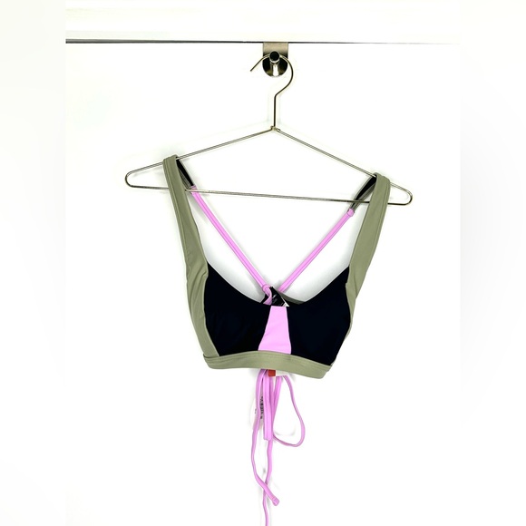 prAna Tulum Bikini Top in Green/Black/Pink – Size S - Picture 2 of 6